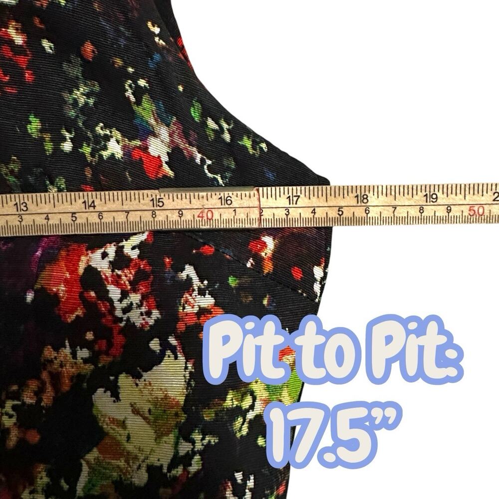GAP Black Confetti Floral‎ Fit & Flare Dress Women's 8 Sleeveless Party Cocktail - Picture 6 of 9